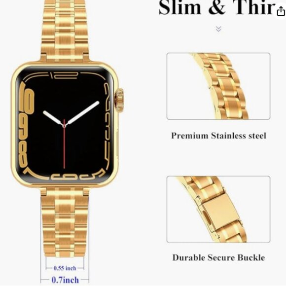 NWOT - Gold Stainless Steel Apple Watch Band w/ Accessories - Picture 4 of 13